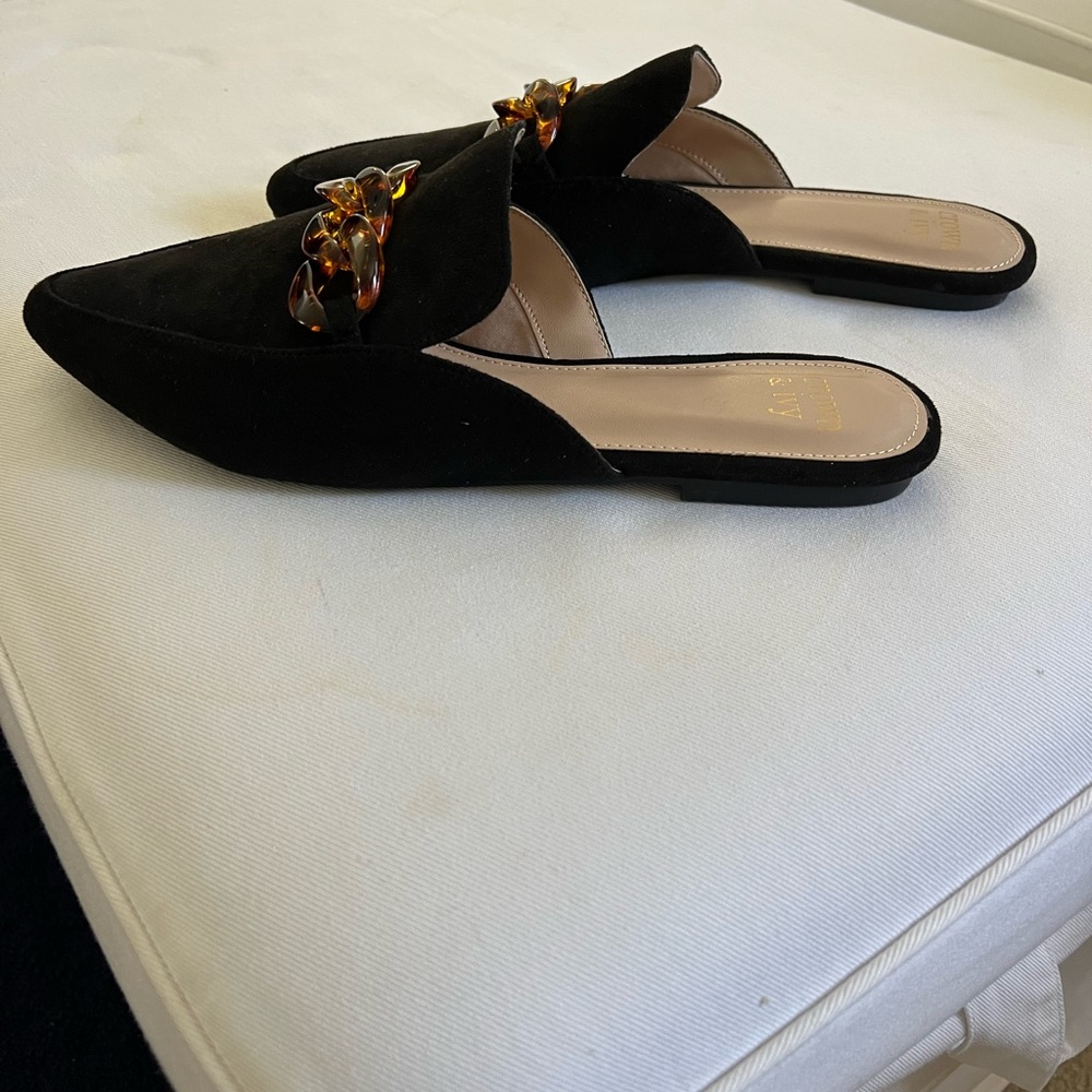 Crown and Ivy Black Suede Slides Size 10M. Never worn.